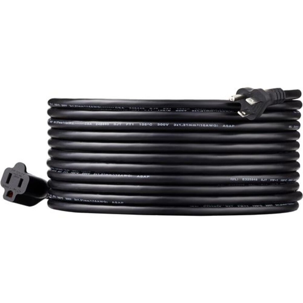 Power Extension Cord, 25 Feet, 13 Amps, 125V, Black